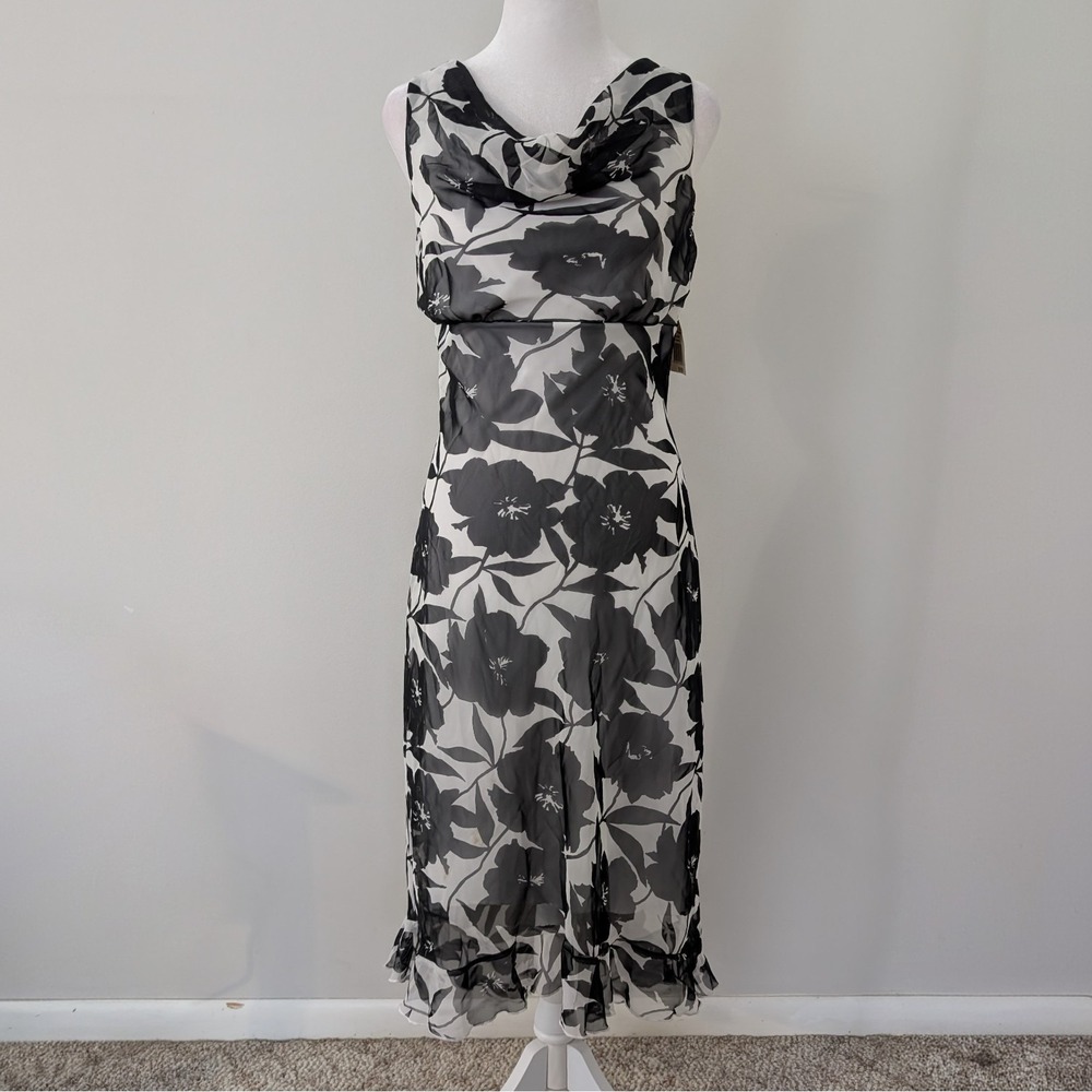 B Smart Y2K Babydoll Hi-Lo Slip‎ Dress SZ 9/10 Whimsigoth Fairy Cowl Neck Floral